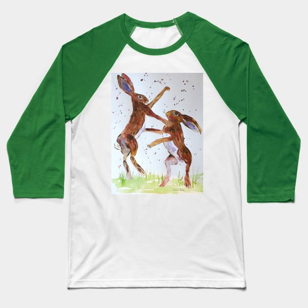 Hares Boxing Baseball T-Shirt by Casimirasquirkyart